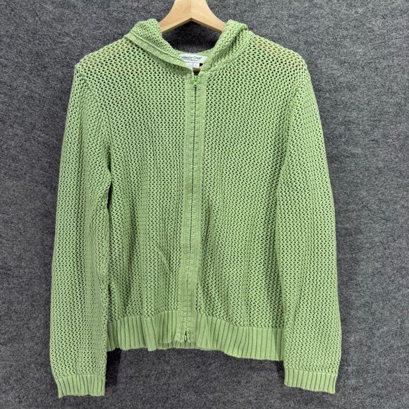Coldwater Creek Tops - Coldwater Creek Full Zip Hoodie Women L Large Green Hooded Long Sleeve Cotton